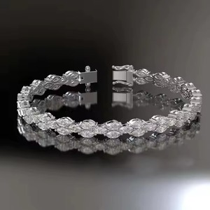 14k Yellow & White Gold Marquis Lab Grown Diamond Tennis Bracelet Fine Jewelry for Women & <b>Men</b> Lab Diamond <b>Bangle</b> - Product Image 4