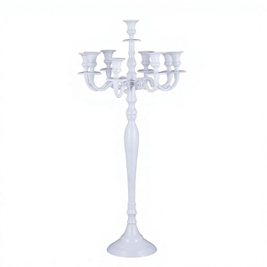 Candelabro Blanco de Metal para Eventos, Fiestas, Bodas, Decoración Navideña, de Mesa o de Pie, 80 CM de Altura, 9 Brazos - Product Image 1