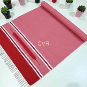 Alfombras COTTON VOGUE, Alfombra Tejida de Chenilla Roja Hecha a Mano, Rectangular, Decoración Contemporánea para el Hogar, Bordes con Flecos, Patrón Antideslizante, Grosor de 5MM - Product Image 4