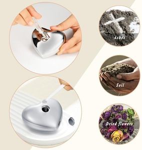 Heritage <b>Aluminum</b> Heart Keepsake Funeral Cremation Urn Memorial Ash <b>Container</b> Featuring Stylish Elegant Texture - Product Image 4
