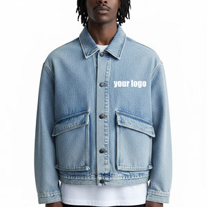Veste en jean décontractée à col rabattu avec poches profondes, coupe courte, style streetwear, broderie personnalisée, tendance, vente chaude - Product Image 4