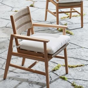 Chaise de salle à manger design moderne en teck naturel et dossier en corde, écologique, pour villa, chaise de salle à manger extérieure Tiffany - Product Image 4