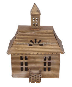 Casa Natural pequeña casa de hierro acabado Gris aspecto Natural para decoración del hogar Diwali regalos casa sala de estar decorativa granja - Product Image 3