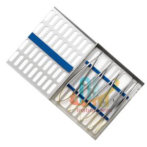 Ensemble de micro-chirurgie Castroviejo de haute qualité, 5 pièces, avec boîte de stérilisation, cassette porte-aiguilles, instruments dentaires approuvés CE - Product Image 4