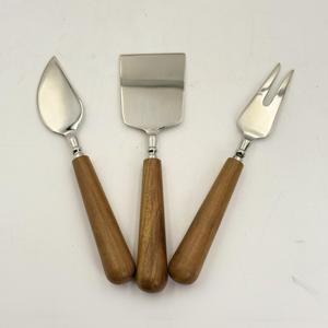 Juego de 3 espátulas para queso de acero inoxidable hechas a mano con mango de madera para fiestas, bodas y hoteles, venta al por mayor de fábrica - Product Image 2