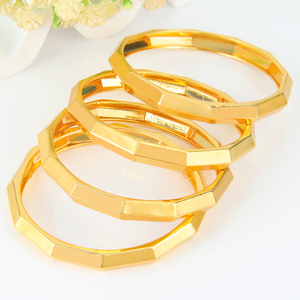 Little Bee Jewelry YB303 Dubai Fashion Anti-Tarnish High Quality 21k Gold Plated Simple Frosted <b>Bangles</b> Bracelet for Women Party - Product Image 2