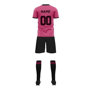 Conjunto de Camiseta de Fútbol Sublimada Rosa y Negra, Manga Corta, Cuello Redondo, Absorbe la Humedad, Ropa Deportiva para Todas las Temporadas, Unisex para Adultos - Product Image 2