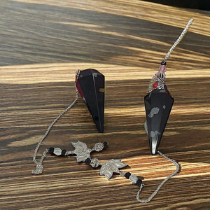 Péndulo de Obsidiana en Forma de Copo de Nieve con Cadena de Loto, Cristal Pulido, para Sanación y Radiestesia, Venta Caliente - Product Image 2
