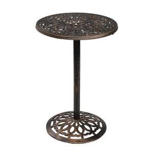 Tavolo da Cocktail Rotondo di Lusso in Marmo per Patio, Altezza Bar, Finitura Bronzo Antico per Club, Eventi, Feste, Casa, Ristoranti, Matrimoni, Hotel - Product Image 1