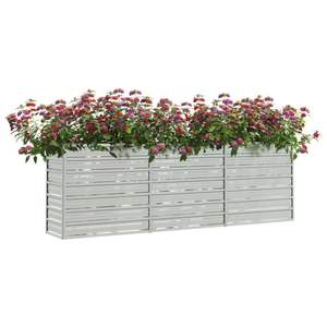Bac à fleurs et jardinière surélevée en acier galvanisé argenté 94,5x15,7x30,3 pouces - Product Image 3