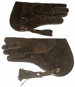 Guantes de cetrería de gamuza de doble grosor con forro de piel de becerro y puño en contraste, impermeables para exteriores, para halcones y cerneros - Product Image 1