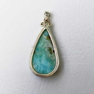 Sólido 925 esterlina hermosa piedra preciosa colgante joyería hecha a mano colgante collar Larimar joyería regalo para su madre - Product Image 5