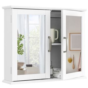 Armadietto a Specchio a 2 Ripiani da Parete per Bagno con Maniglie - Product Image 4