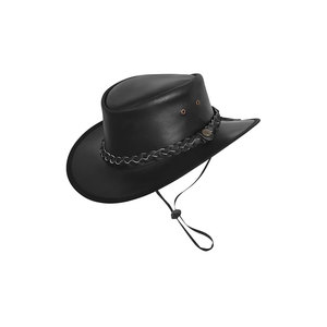หมวกคาวบอยหนังปีกกว้าง สายรัดถักแบบปรับได้ - Product Image 1