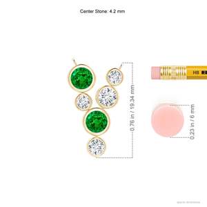 14K Gold Bezel-Set IGI Certified Scattered 4MM 0.54 Ctw <b>Emerald</b> & Diamond Charm Pendant Necklace Handmade Fine Jewelry Pendant - Product Image 2