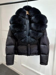 Manteau d'hiver court pour femme, imperméable, rembourré, épais, avec col en fourrure de renard naturelle, 90% duvet de canard blanc, respirant - Product Image 5