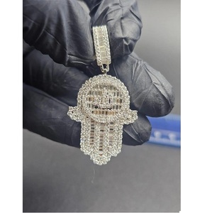 Luxury Moissanite <b>Silver</b> Plated 925 Pendant <b>Charm</b> Hip Hop Jewelry Statement Bling Elegant Gift Women Unisex Everyday Wear - Product Image 1