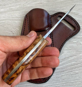 Couteau de chasse Skinner en acier J2 de haute qualité, 8 pouces, lame pleine longueur à pointe tombante, personnalisable OEM, manche en cuir et bois d'olivier - Product Image 4