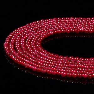 Cuentas de Jade Rojo Rubí Natural, Pulidas y Lisas, Certificadas por IGI, para la Fabricación de Joyería, Collares y Pulseras, Venta al Por Mayor - Product Image 2