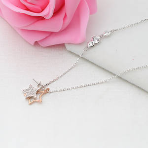 สร้อยคอเงินแท้ S925 พร้อมจี้รูปดาวห้าแฉกและใบโคลเวอร์นำโชค ประดับมุก ถาดเปล่าสำหรับงาน DIY รุ่นใหม่ 389 - Product Image 3
