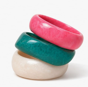Brazalete de Resina Coourfull, Ancho y Grueso, Joyería de Moda en Rosa, Verde y Crema - Product Image 1