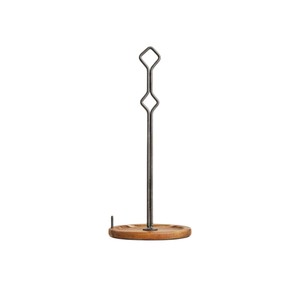 Modern Iron Paper Towel Holder with Stable Round Wooden Base Kitchen Roll Stand for Countertop Organization and Dining Decor - Product Image 1