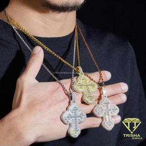 จี้รูปกางเขนประดับเพชรโมอิสซาไนต์ เงินแท้ 925 ฝังเพชรแบบ Iced Out พร้อมเพชรทรงบาแกตต์และทรงกลม เครื่องประดับฮิปฮอปสุดหรู - Product Image 6