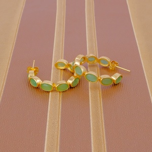 พลอยรูปแมวน้ำทำด้วยมือต่างหูแบบห่วงทันสมัยชุบทองแบบเป็นเอกลักษณ์ของนักออกแบบเครื่องประดับ - Product Image 2