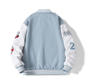 เสื้อแจ็คเก็ตวาร์ซิตี้ผู้ชาย แขนเสื้อตัดสี ดีไซน์สวมใส่สบาย เหมาะสำหรับสตรีทแวร์ โรงเรียน และกิจกรรมประจำวัน - Product Image 2