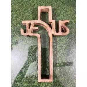 Crucifijo de MDF, Cruz de pared tallada a mano, diseño Art Deco católico, colgante ecológico para la decoración del altar de la Iglesia y el hogar - Product Image 2