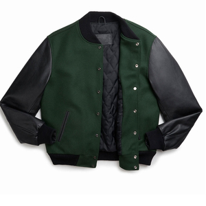 Chaqueta Varsity como Traje de Boda con Detalles Bordados, Mezcla de Lana y Seda, Mangas de Cuero, Uniforme para Padrinos de Boda, Ropa Casual de Otoño - Product Image 2