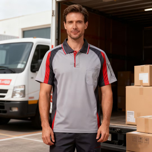 Uniforme Polo de Manga Corta con Botones y Logotipo Personalizado Bordado, Servicios de Logística Deportiva, Uniforme para Personal con Tecnología Dry-Excel que Absorbe la Humedad - Product Image 1