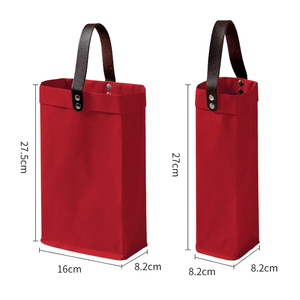 Sac cadeau en papier kraft lavable de haute qualité avec logo personnalisé, respectueux de l'environnement, sac pour bouteille de vin avec poignée en PU - Product Image 5