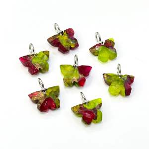 Colgante de mariposa de turquesa verde Mohave con rubí AAA, plata 925, tallado a mano, amuleto de piedra preciosa, colgante de turquesa natural para joyería - Product Image 6