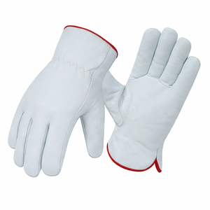 ถุงมือขับรถหนังสีขาวพรีเมียม ผิวเรียบเนียน สำหรับงานกลางแจ้งและการใช้งานในงานมืออาชีพ - Product Image 1