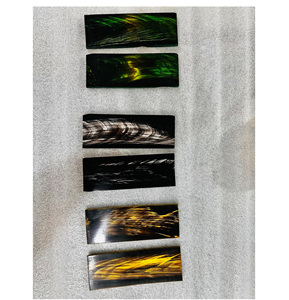 Custom Cut Artisan Modern Rectangle Buffalo Horn Black White Stripe Scale Plates Real Touch Designer Natural Crafts - Product Image 2