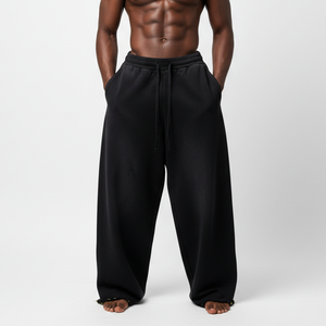 Pantalones Deportivos Casuales de Lona de 500 GSM, Anchos, Rectos, Transpirables, Antipilling, Personalizados, para Hombre - Product Image 3