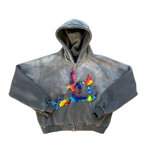 Conjunto de Sudadera con Capucha y Pantalones Deportivos para Hombre, Personalizado OEM, con Pedrería, Impresión Digital, Bordado, Lavado, Estilo Holgado, Transpirable, para Invierno - Product Image 1