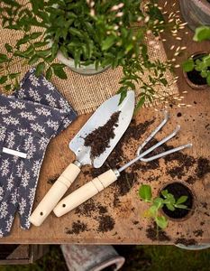 Ensemble d'outils de jardin en métal blanc de qualité supérieure avec manche en bois, mini pelle et râteau pour plantes d'intérieur - Product Image 6