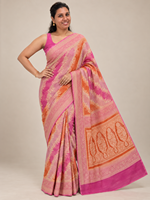 Gaun Saree Tenun Modern LoomIndia Pink Orange Tissue Banarsi Katun Panjang Lantai Cepat Kering untuk Wanita Pakaian Etnik Perayaan