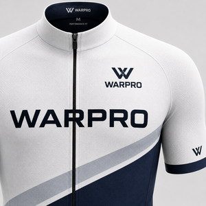 WARPRO Cycling Jersey Kit Men's Short Sleeve White <b>Navy</b> Blue Breathable Polyester Sublimation Print Adult Size M - Product Image 5