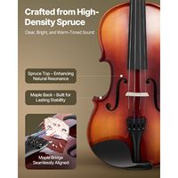 4/4 Full Size Adult Violin Set with Hard Case Rosin Bow Extra Strings for Beginners and Students