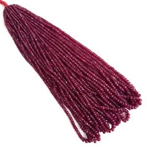 Perles de rubis Longido naturelles facettées en forme de rondelle 3MM, perles de pierres précieuses de qualité supérieure pour la fabrication de bijoux, vente en gros de perles de rubis authentiques - Product Image 2