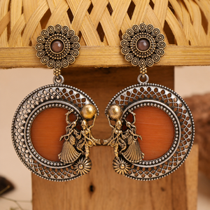 Wholesale Earrings Antique <b>Silver</b>-Plated Traditional Ethnic Bezel Setting <b>Stud</b> Earrings with Agate for Engagement Direct Factory - Product Image 1