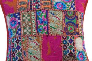 Nouvel arrivage de housse de coussin patchwork sari assortie taie d'oreiller patchwork brodé pour la décoration intérieure - Product Image 3