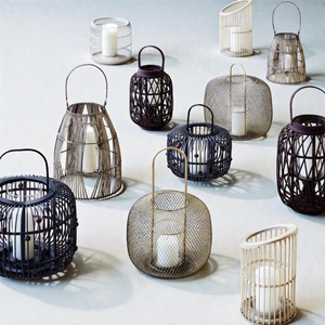 Iron Candle <b>Lanterns</b> <b>Set</b> Modern Wire Design Home Decoration Durable Votive Holders Black Brown White - Product Image 3