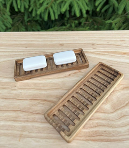 Porte-savon en bois fait main sur mesure |   Porte-savon de salle de bain en bois naturel avec fentes de drainage et finition durable - Product Image 5