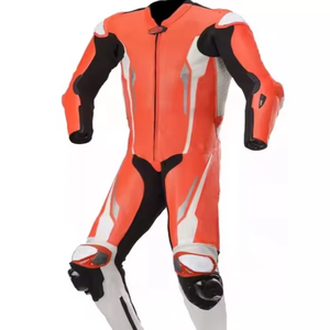 Combinaison de course moto en cuir à manches longues pour homme, orange, noir, blanc, respirante, toutes saisons, nouvelle, personnalisée - Product Image 5