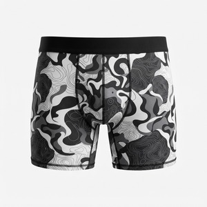 Boxers pour hommes à imprimé abstrait coloré, taille mi-haute, taille élastique, respirants, en tricot de spandex et polyester, décontractés - Product Image 5