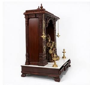 Ashta Lakshmi Design Wooden <b>Mandir</b> for Home Handmade Saraswati Wooden <b>Mandir</b> for Pooja Room Brown Polished Sagwan Wood <b>Mandir</b> - Product Image 2